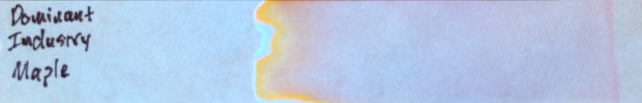 Photo of chromatography paper under UV light.