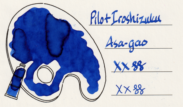 Scan of an ink swatch card made from Iroful paper