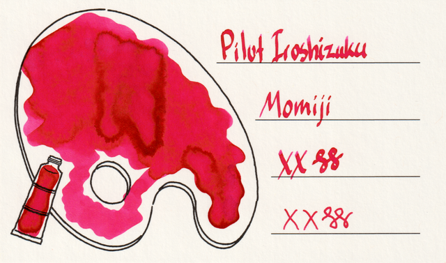 Scan of an ink swatch card made from Iroful paper