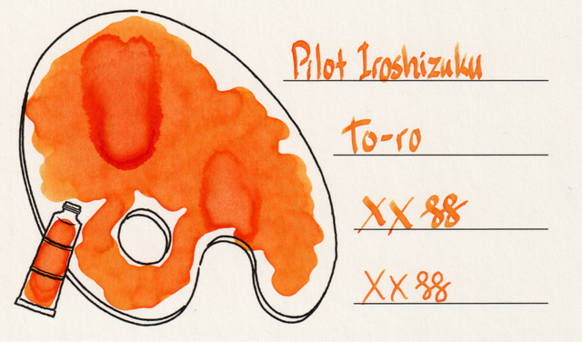 Scan of an ink swatch card made from Iroful paper