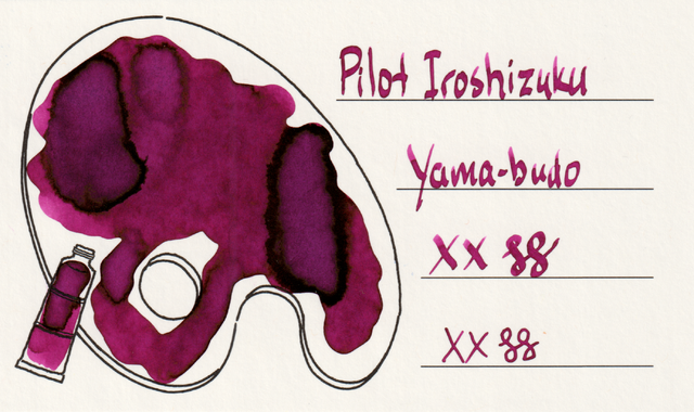 Scan of an ink swatch card made from Iroful paper